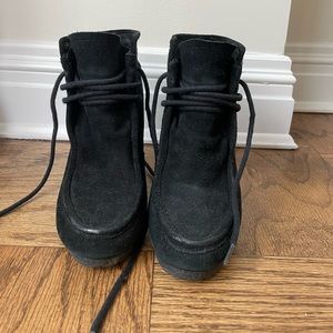 Michael by Michael Kors Black Suedge Wedge Booties with Laces size 5.5